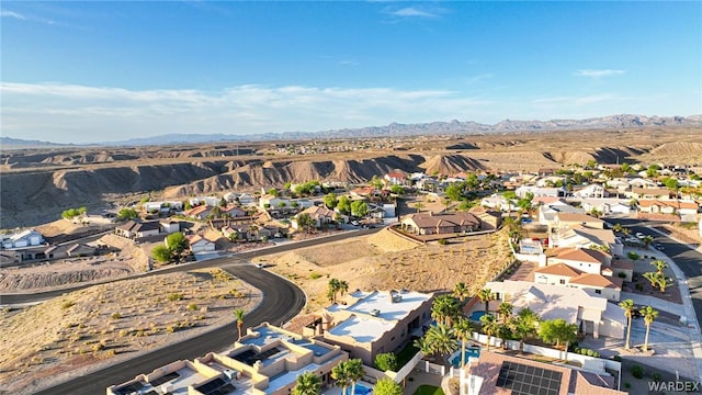 drone / aerial view with a mountain view and a residential view