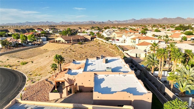 aerial view featuring a residential view and a mountain view