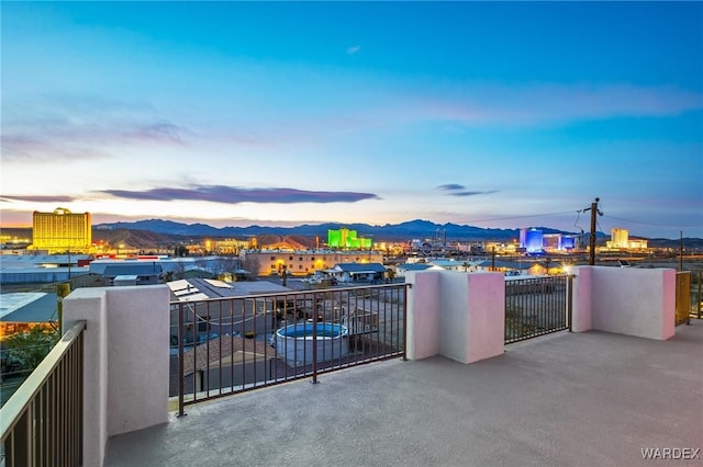 balcony featuring a mountain view