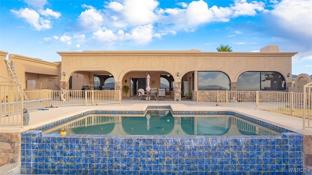 view of pool featuring a fenced in pool, a patio area, and fence