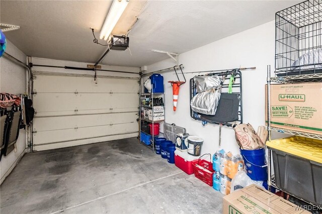 garage with a garage door opener