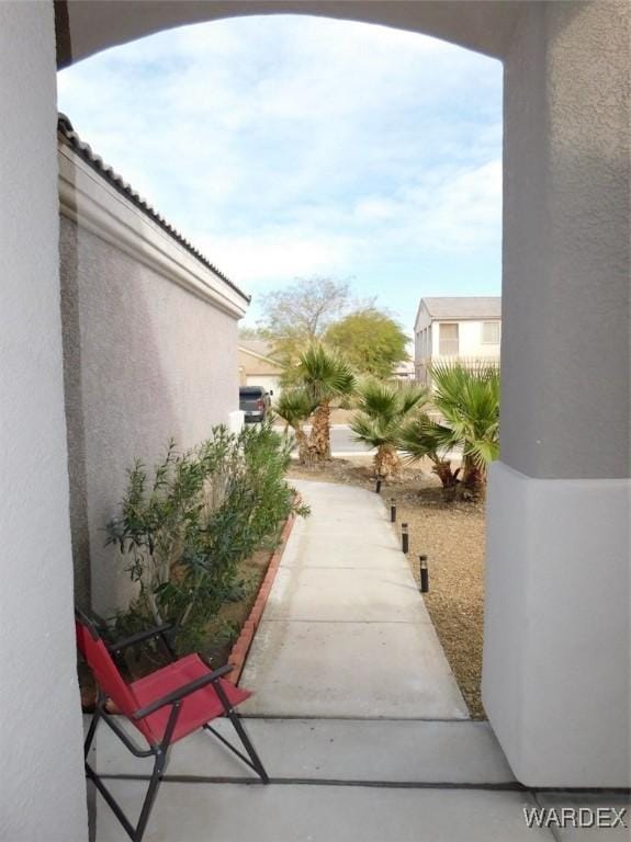 view of home's exterior with stucco siding