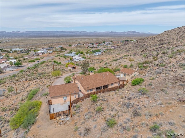 bird's eye view featuring view of desert and a mountain view