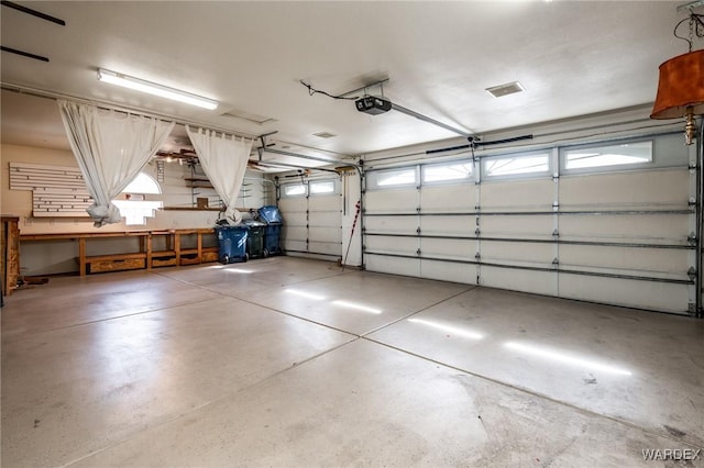 garage with a garage door opener