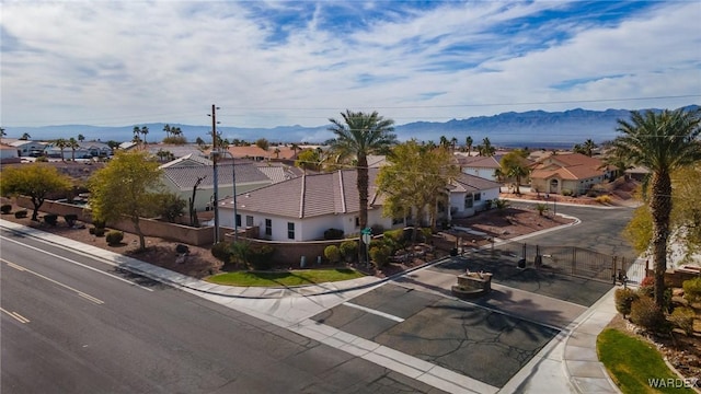 aerial view with a residential view and a mountain view