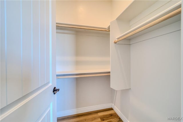 spacious closet with wood finished floors