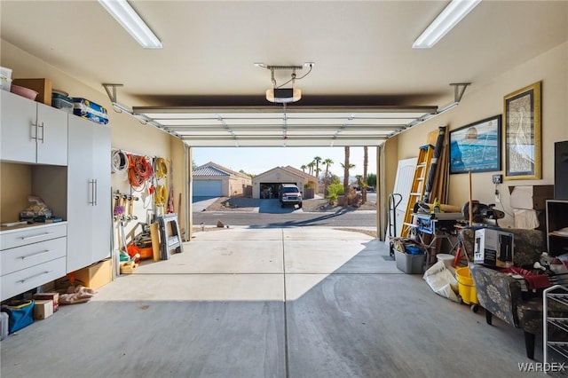 garage with a garage door opener