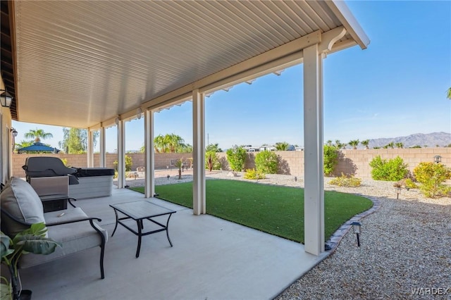 view of patio with a fenced backyard