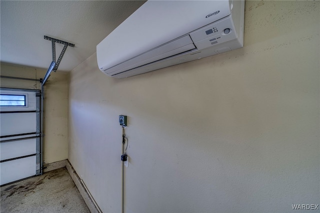 garage with a wall unit AC