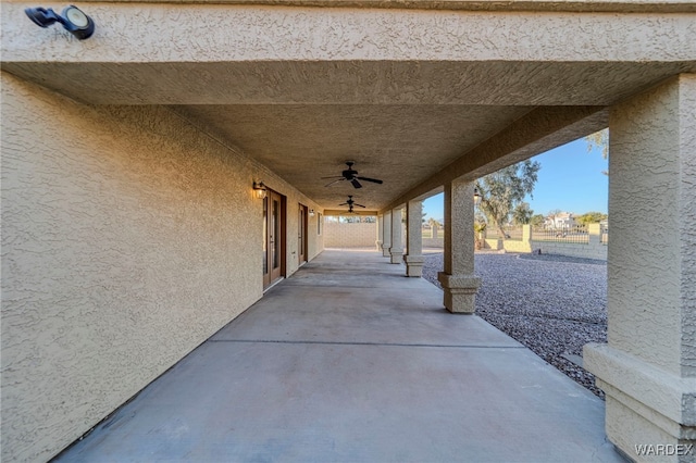 view of patio / terrace featuring a ceiling fan