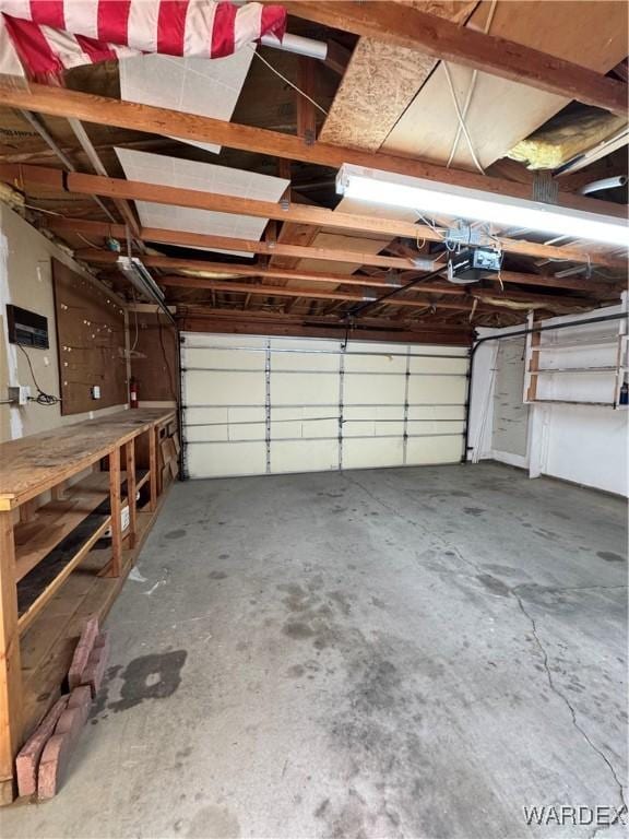 garage with a garage door opener