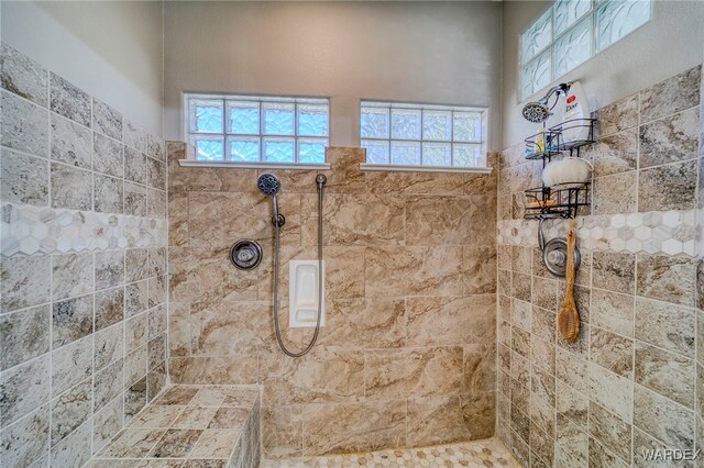 1878 E Clear Lake Dr, Fort Mohave, AZ 86426 - full bath with wainscoting, plenty of natural light, and tiled shower