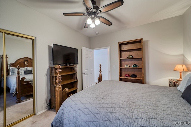 1878 E Clear Lake Dr, Fort Mohave, AZ 86426 - bedroom featuring carpet, a closet, and ceiling fan