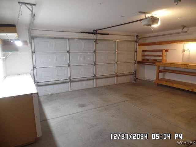 garage with a garage door opener