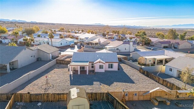 aerial view featuring a residential view and a mountain view