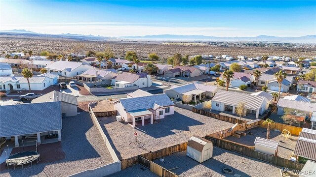 aerial view featuring a residential view and a mountain view