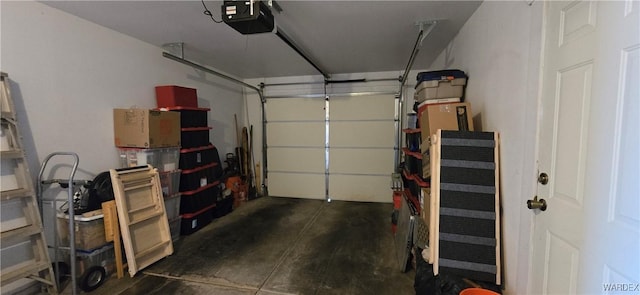 garage with a garage door opener