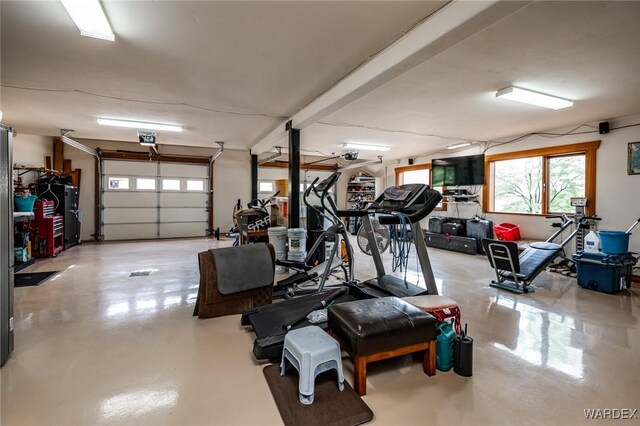 garage with a garage door opener