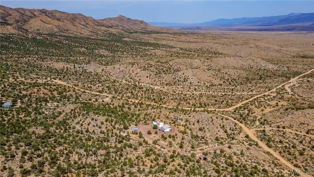 drone / aerial view featuring a mountain view