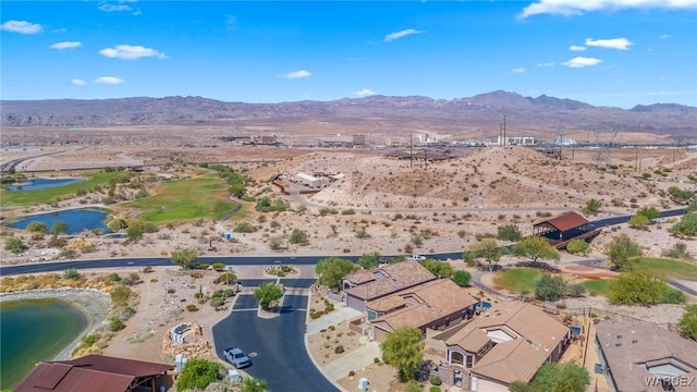 bird's eye view with a residential view and a water and mountain view