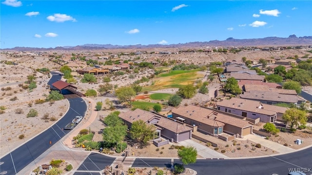 birds eye view of property with a mountain view and a residential view