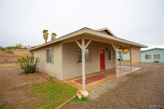 view of front of home with a patio