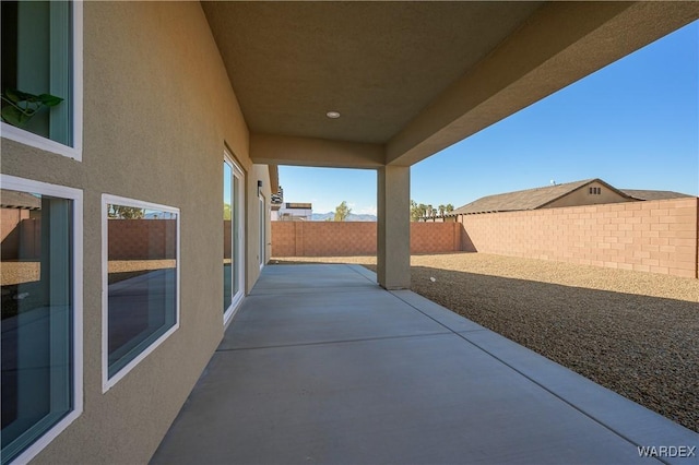 view of patio featuring a fenced backyard