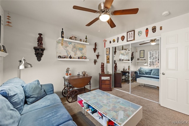 view of carpeted living area