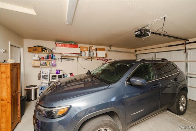 garage with a garage door opener