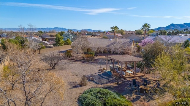 aerial view with a residential view and a mountain view