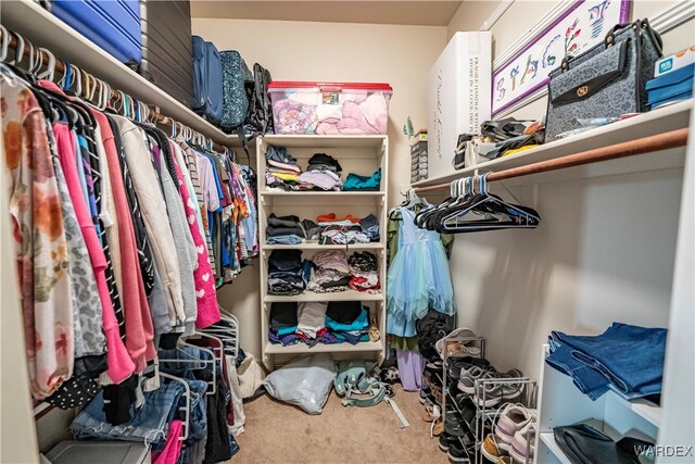 spacious closet with carpet flooring