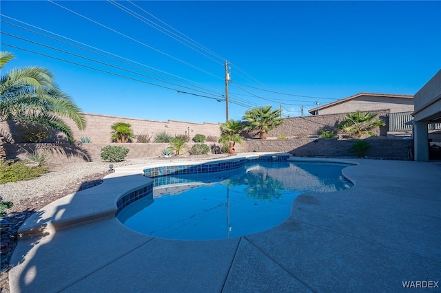 view of pool with a fenced backyard and a fenced in pool