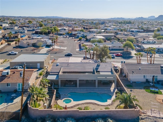 birds eye view of property featuring a residential view and a mountain view