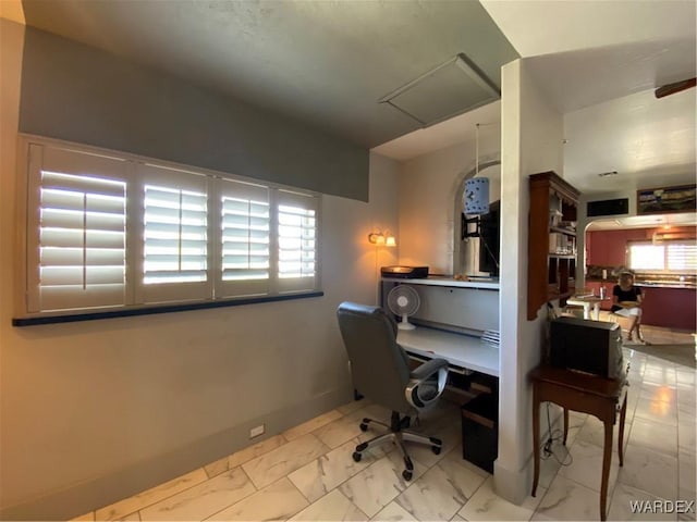 211 Columbine Dr, Lake Havasu, AZ 86403 - home office featuring baseboards and marble finish floor
