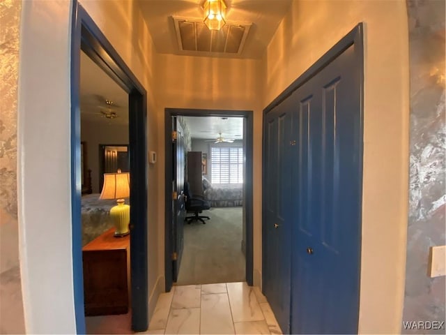 211 Columbine Dr, Lake Havasu, AZ 86403 - hall featuring visible vents and marble finish floor