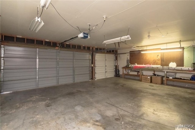 garage with a garage door opener