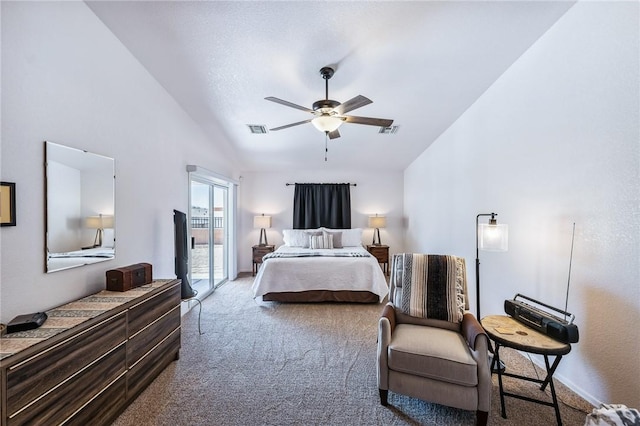 6053 S Klamath Loop, Fort Mohave, AZ 86426 - bedroom featuring lofted ceiling, carpet flooring, and a ceiling fan