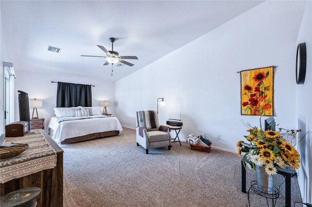 6053 S Klamath Loop, Fort Mohave, AZ 86426 - bedroom featuring lofted ceiling, carpet flooring, and a ceiling fan