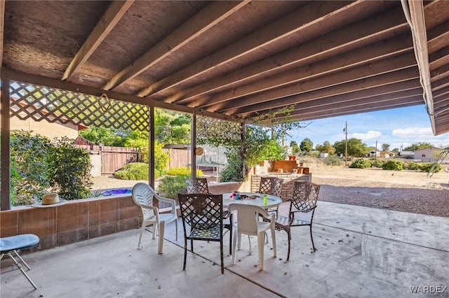 view of patio / terrace with outdoor dining area and a fenced backyard