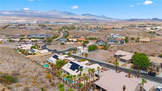 birds eye view of property with a residential view and a mountain view