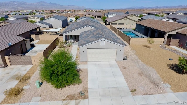 aerial view with a residential view and a mountain view