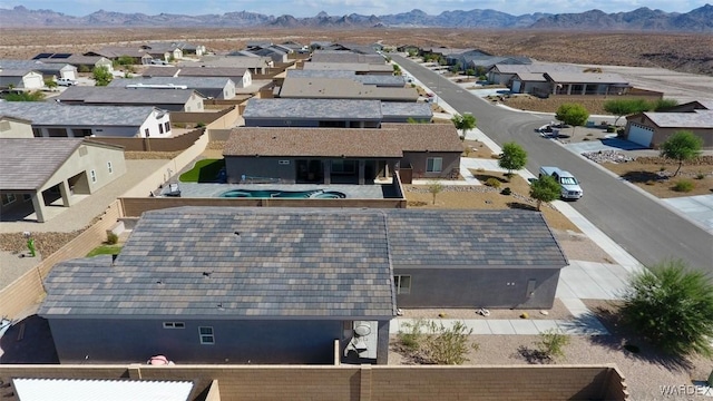 aerial view featuring a residential view and a mountain view