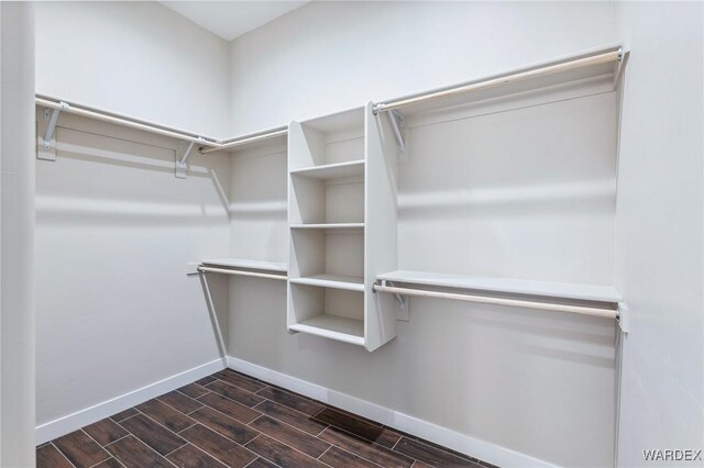 spacious closet featuring wood finish floors