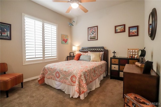 10730 S River Terrace Dr, Mohave Valley, AZ 86440 - carpeted bedroom featuring baseboards and a ceiling fan