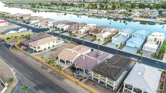 10730 S River Terrace Dr, Mohave Valley, AZ 86440 - birds eye view of property featuring a water view and a residential view