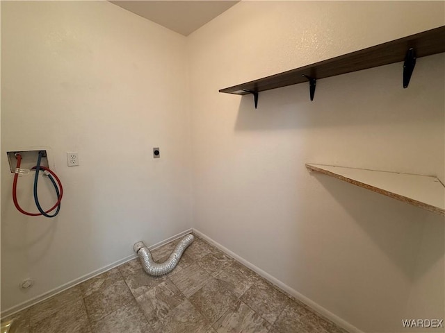 laundry area featuring laundry area, baseboards, washer hookup, and hookup for an electric dryer