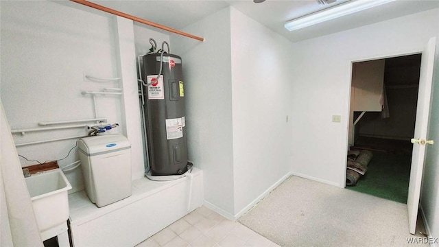 utility room with water heater