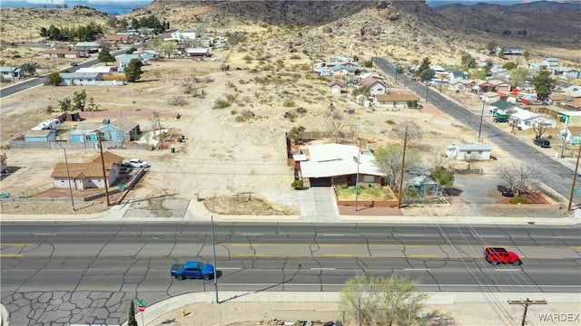 aerial view with a mountain view and a residential view