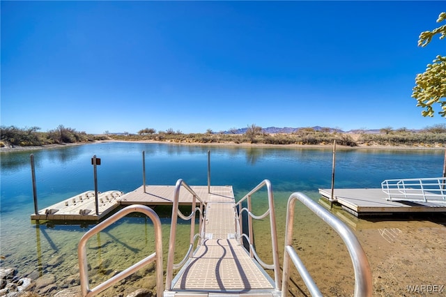 dock area with a water view