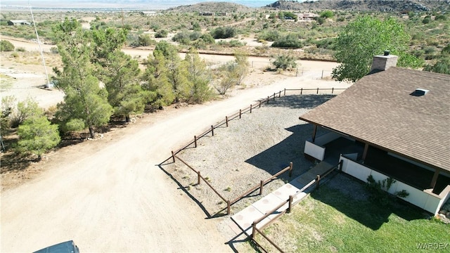 aerial view with view of desert and a mountain view